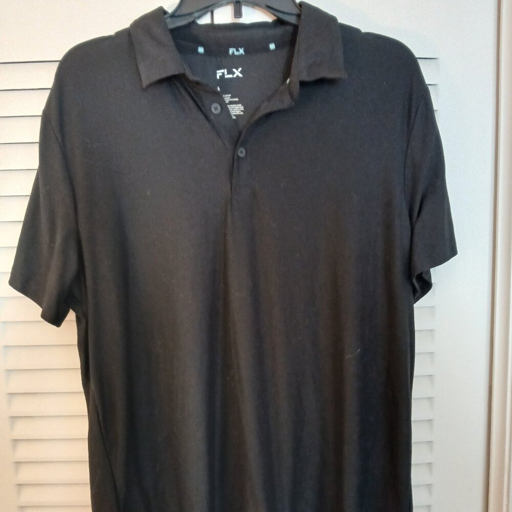 Mens FLX Brand Black short sleeve 3- button polo shirt ( Size L )